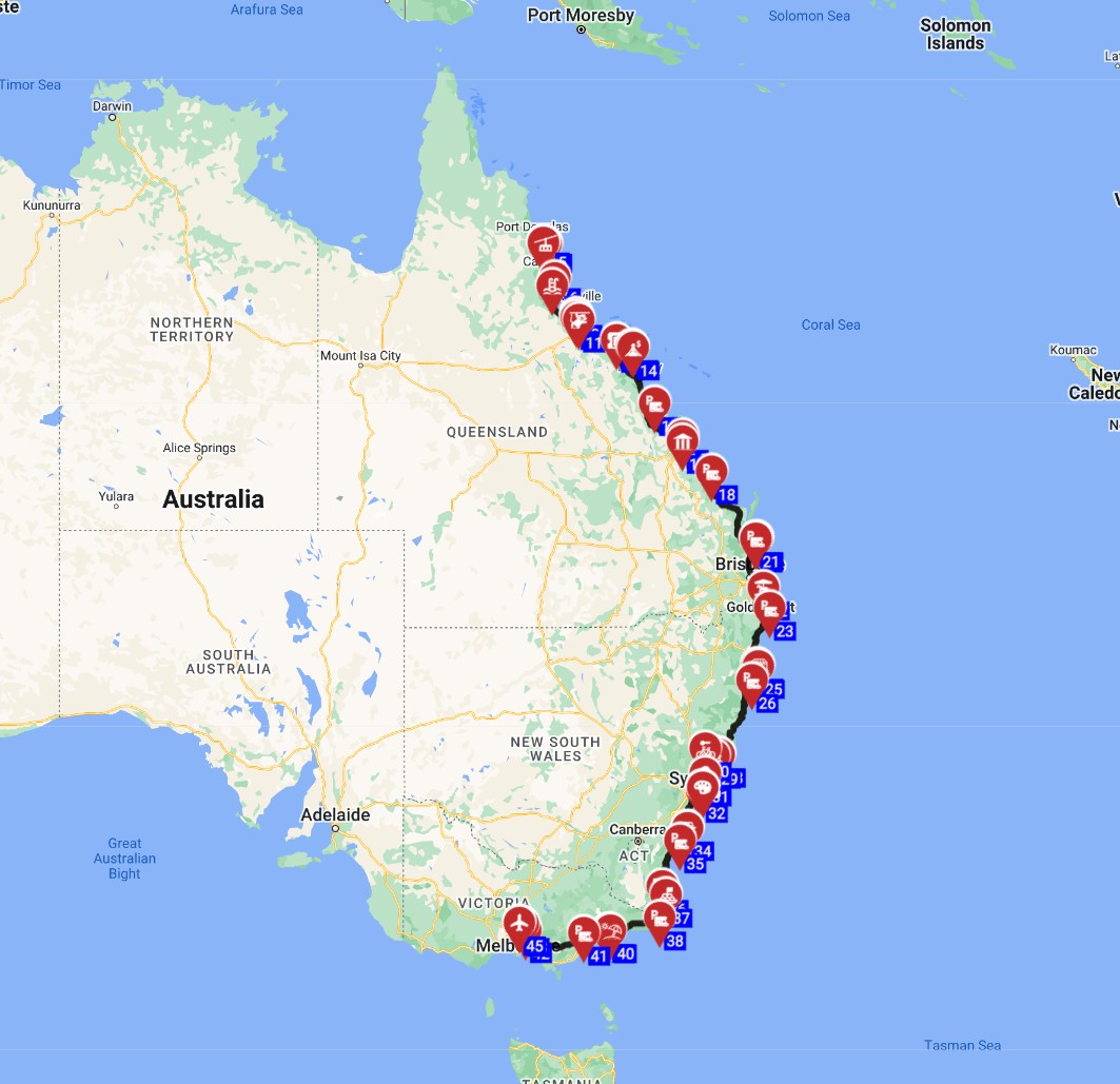 Australia motorhome trip with an RV from Cairns to Melbourne with a campervan